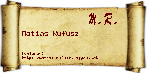 Matias Rufusz névjegykártya